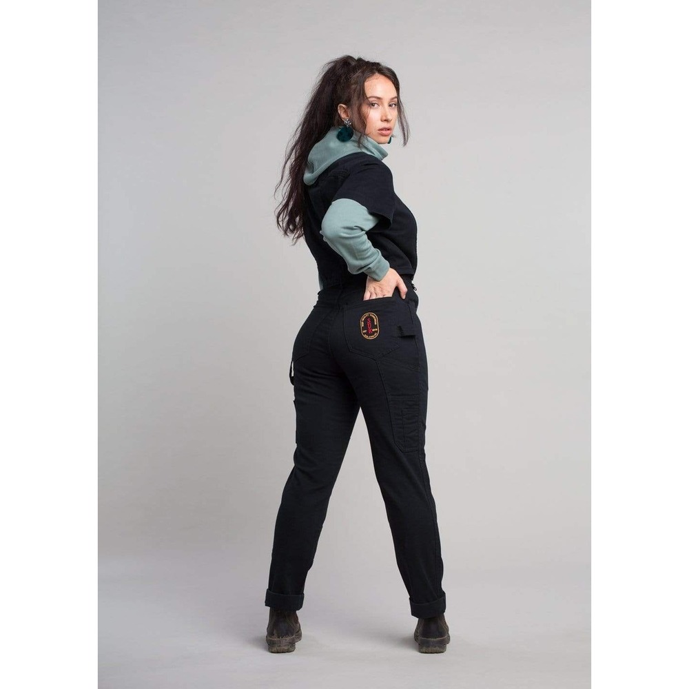 SUK Workwear 2 Way Work Pants Black Canvas Utility Trousers Womens Size 8 NWT